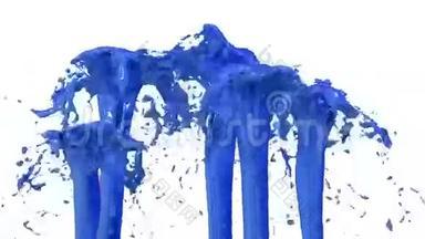 美丽的<strong>喷</strong>泉<strong>喷</strong>射液体像蓝色的油漆，<strong>喷</strong>泉与许多液体流上升高。 3D渲染非常高