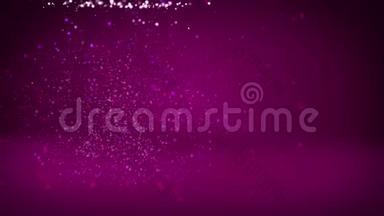 紫色圣诞树从发光发亮的粒子在左边广角拍摄。 圣诞节背景下的冬季主题