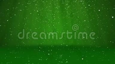降雪，表面沉降.. 绿色冬季背景作为广告或标志的地方，圣诞节或新年