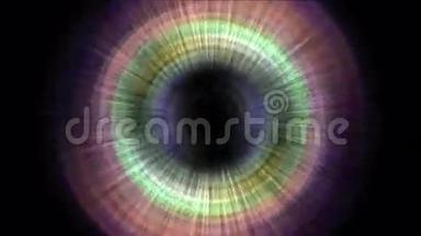 抽象旋转涡轮隧道射线激光线晕在瞳孔空间。