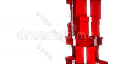 堆的礼品红色和#x28；循环在白色和#x29；