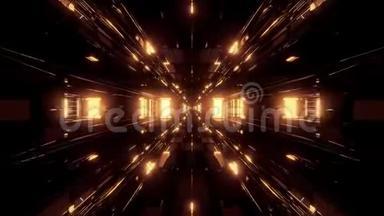 美丽的未来主义科幻太空船隧道背景三维插图三维渲染运动背景无缝循环