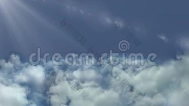 在云层中飞行，镜头在云层中移动