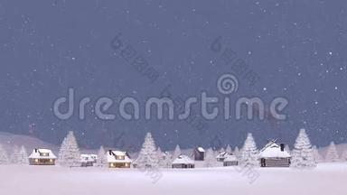 雪夜覆盖村庄