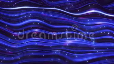 抽象的紫色-蓝色霓虹灯波线，用闪光