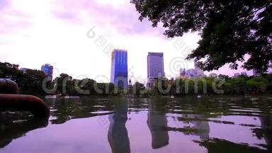 曼谷市区景色。 公共花园。 高清。 1920x1080