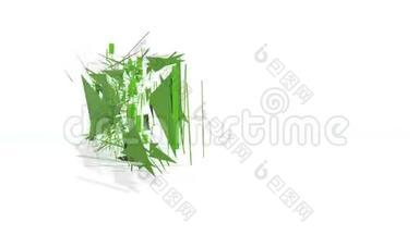 绿色金融背景由3D政治。 多边形<strong>旋转</strong>并收集在一张图片中。 比特币图标