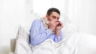 流感病人在家打喷嚏和鼻涕