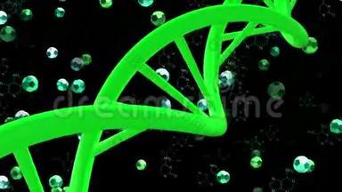 黑色绿色<strong>DNA螺旋</strong>