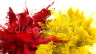 红色黄色爆炸多种颜色的烟雾爆炸流体粒子阿尔法