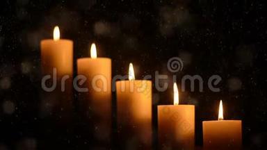 感恩节、情人节、生日快乐、纪念、节日、圣诞节和浪漫的黑暗背景蜡烛
