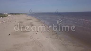 波罗的海海岸海滩Parnu爱沙尼亚航<strong>空无</strong>人机顶部4KUHD视频