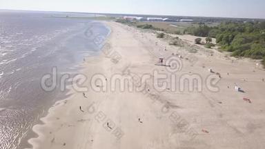 波罗的海海岸海滩Parnu爱沙尼亚航<strong>空无</strong>人机顶部4KUHD视频