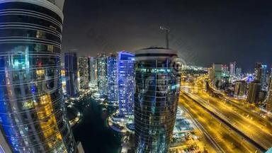 阿联酋<strong>迪拜</strong>码头和JLT的<strong>夜景</strong>