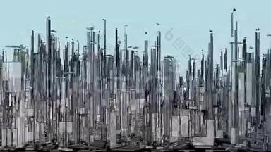 摩天大楼动画未来主义大都市