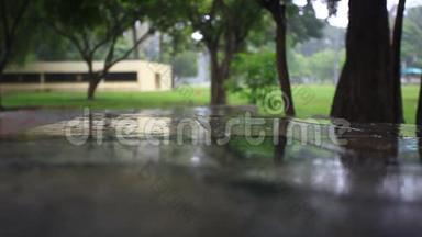 雨中的绿色公园。 泰国，曼谷。 <strong>高清高清</strong>