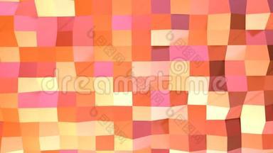 抽象简单的粉红色橙色低聚三维表面作为超现实景观。 软几何低聚运动背景