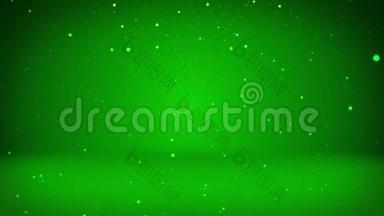闪亮的绿色<strong>粒子</strong>或闪光会<strong>落</strong>在表面。 背景或地点，你的对象，广告或