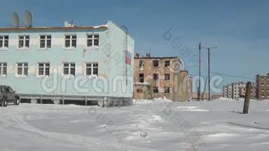 俄罗斯北部楚科卡市煤矿废弃房屋。