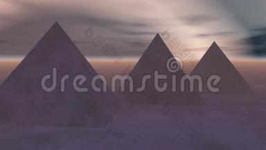 埃及著名金字塔在晚上的时间。