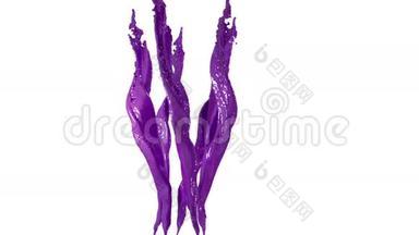 几个紫色的液体流。 广告液体被模拟和渲染，非常详细。 3d渲染cg