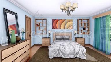 现代卧室室内设计3D动画.