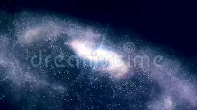 空间动画背景与星云，恒星.. 银河系、银河系和星云。 太空中蓝色的动画星系
