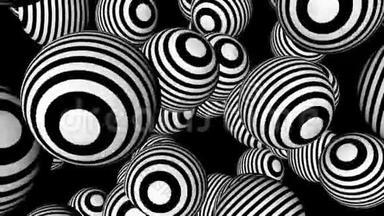 黑色和白色球体的抽象背景