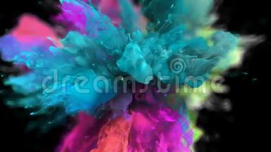 彩色爆发-彩色青色品红-烟雾-爆炸流体粒子-α-哑光