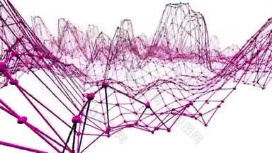 抽象简单的紫罗兰挥舞三维网格或网格作为转换环境。 紫罗兰几何振动环境或
