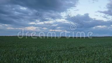 早春，在顿河辽阔的草原上，雷云在冬小麦的田野上移动。