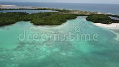海滨海岸博内尔岛加勒比海航<strong>空无</strong>人机顶景4KU HD视频