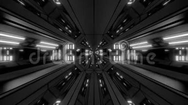 未来主义科幻空间飞机库隧道走廊与<strong>发光灯</strong>3d插图现场壁纸运动