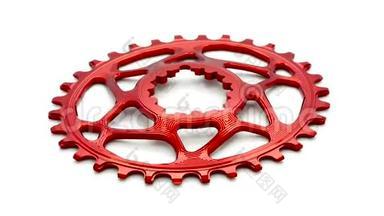 红色椭圆形自行车链条齿轮