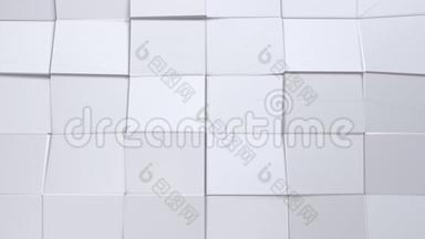 简单的低聚三维表面作为简单的背景。 纯白色灰色多边形的软几何低聚背景。 4K满