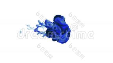 五颜六色的墨水在水中，蓝色的墨水滴。 使用它作为背景，过渡或覆盖。 3运<strong>动图</strong>形<strong>元素</strong>VFX墨水