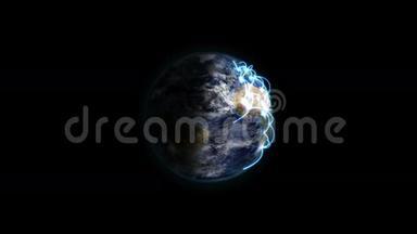 通过nasa.org提供的地球图像放大了蓝色连接的阴影地球