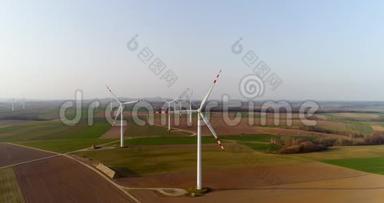 风车农场的鸟瞰图。 电力能源生产