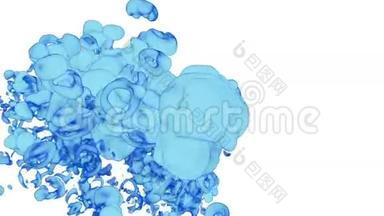 抽象生动的蓝色墨水在水或烟雾中的效果和组合。 VFX墨云或烟雾与阿尔法面具。 超级超级超级