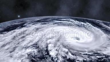 飓风风暴龙卷风从太空飞过<strong>地球</strong>，卫星视角。