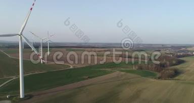 风车农场的空中WIVIEV。 电力能源生产