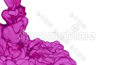粉红色墨水与阿尔法面具水下移动缓慢的<strong>运动</strong>。 用于过渡、背景、覆盖的油墨或<strong>烟雾</strong>云