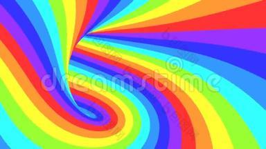 光谱迷幻的光学错觉.. 抽象彩虹催眠动画背景。 色彩鲜艳的墙纸