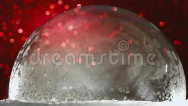 雪花飘飘的冰冻泡泡，寒假背景，