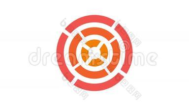 加载屏幕圆形，炽热的橙色和红色白色背景-30fps循环<strong>视频</strong>纹理，无缝动画<strong>元素</strong>