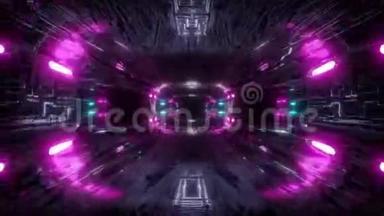 未来科幻隧道走廊三维插图背景壁纸vj循环