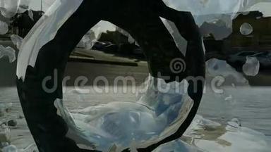 环形广场雕像中心是冰冻的水花
