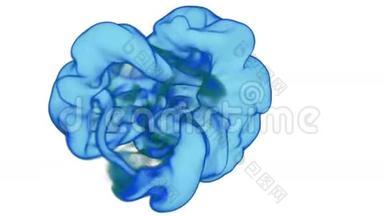 明亮的蓝色墨水在水或烟雾与阿尔法面具的运<strong>动效</strong>果和组合。 美丽的云或烟