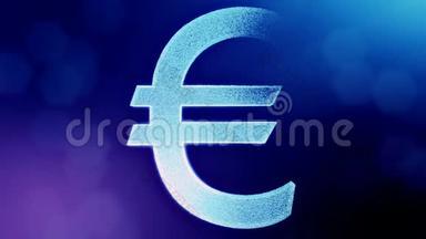欧洲标志的动画<strong>图标</strong>或徽章。 金融背景由辉光粒子作为图像<strong>全息</strong>图。 三维环
