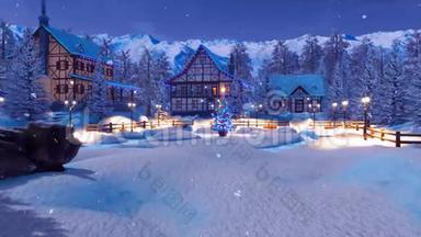 圣诞夜高山村滑雪场